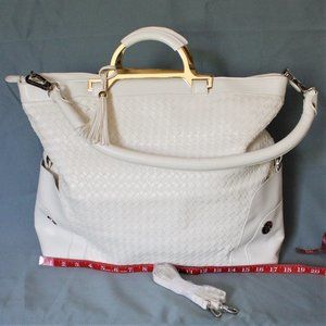 Joy Mangano Woven White Tote